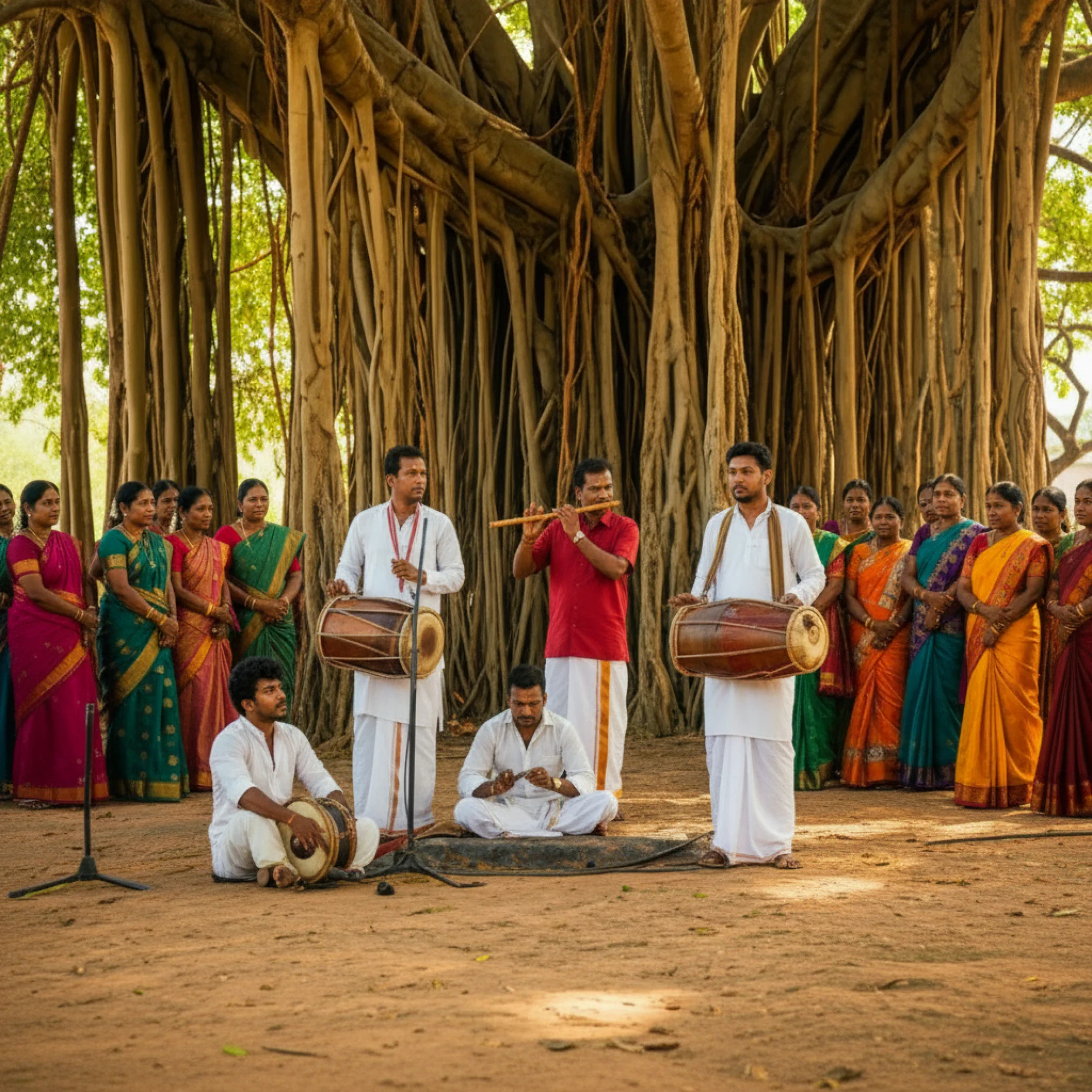 Rural folk musicians and dancers